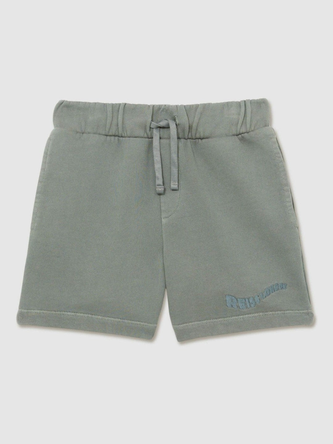 Reiss 9-13 yrs Cotton Brand-Embroidered Shorts in Washed Sage