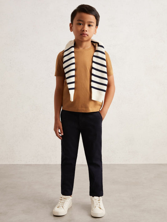 Reiss 3-9 yrs Crew Neck T-Shirt in Tan Brown
