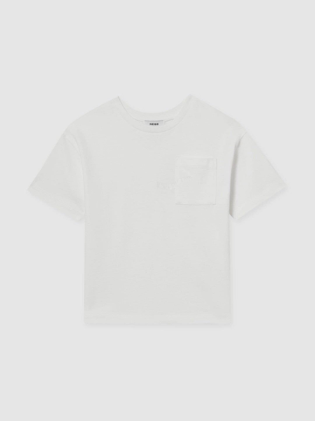 Reiss 13-14 yrs Cotton Palm-Embroidery Oversize T-Shirt in Off White