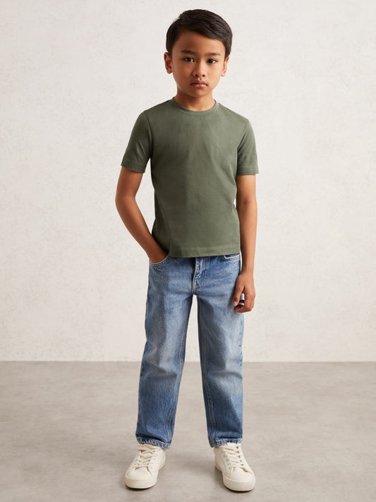 Reiss 3-9 yrs Crew Neck T-Shirt in Dark Sage