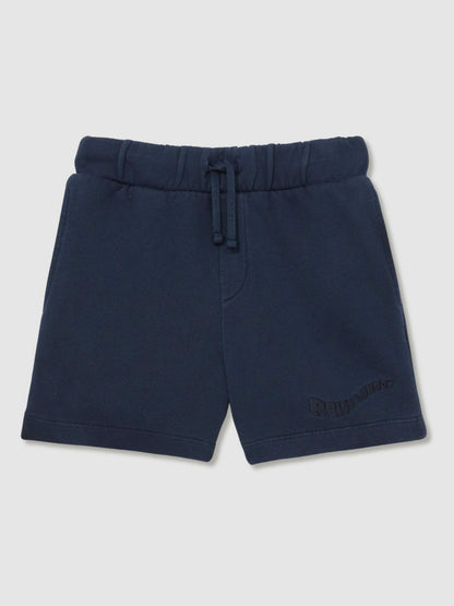 Reiss 3-9 yrs Cotton Brand-Embroidered Shorts in Washed Navy