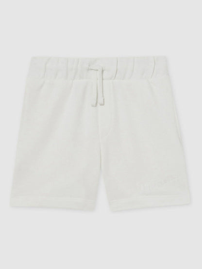 Reiss 3-9 yrs Cotton Brand-Embroidered Shorts in Off White
