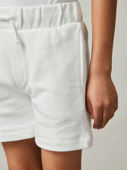 Reiss 3-9 yrs Cotton Brand-Embroidered Shorts in Off White