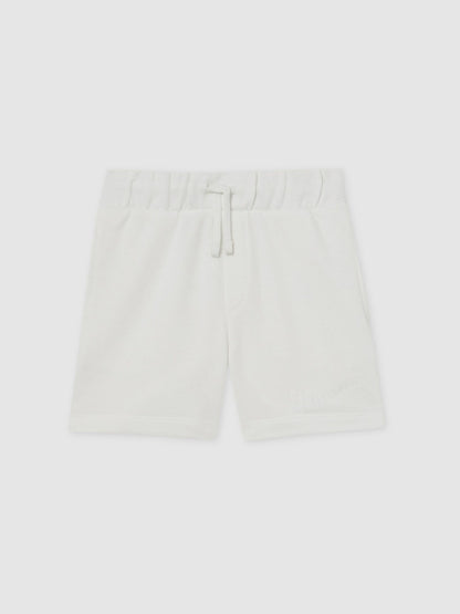 Reiss Savings - 13-14 yrs Cotton Brand-Embroidered Shorts in Off White
