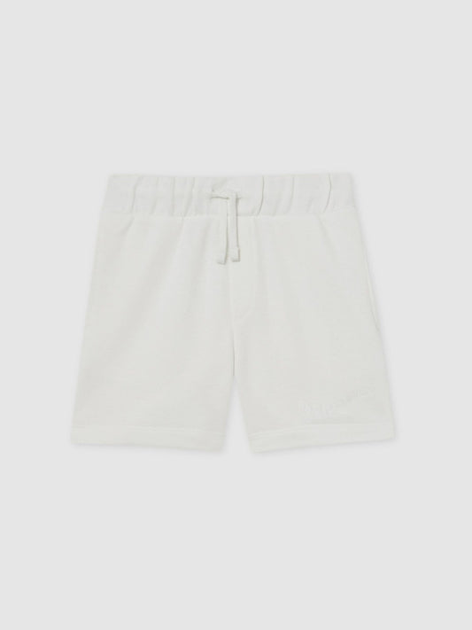 Reiss Savings - 13-14 yrs Cotton Brand-Embroidered Shorts in Off White