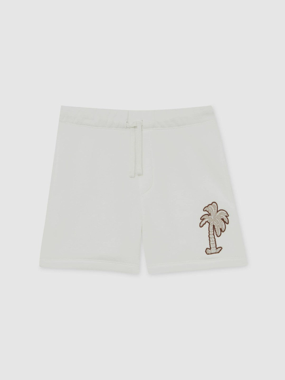 Reiss Affordable - 9-13 yrs Cotton Blend Palm Embroidered Shorts in Off White