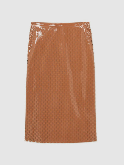 Reiss Savings - Atelier Laser-Cut Pencil Skirt in Tan