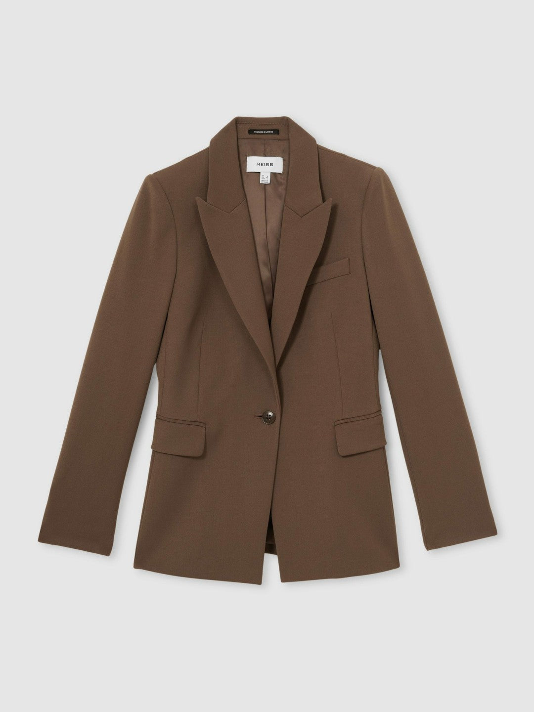 Reiss Tailored Single Breasted Suit Blazer in Mink Neutral