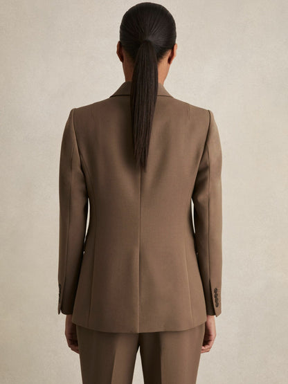 Reiss Tailored Single Breasted Suit Blazer in Mink Neutral
