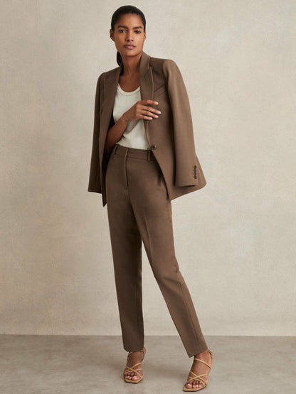 Reiss Petite Tailored Single Breasted Suit Blazer in Mink Neutral