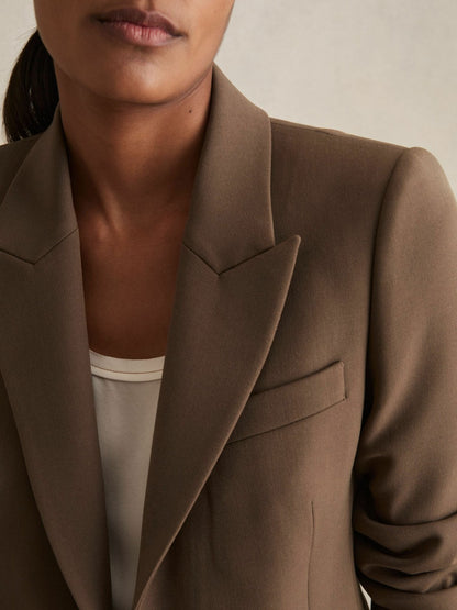 Reiss Petite Tailored Single Breasted Suit Blazer in Mink Neutral
