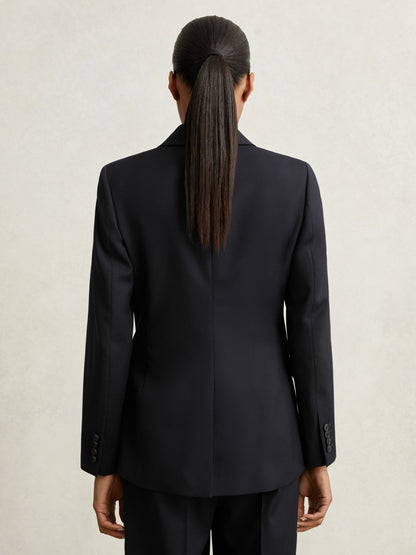 Reiss Value - Wool Blend Double Breasted Suit Blazer in Navy