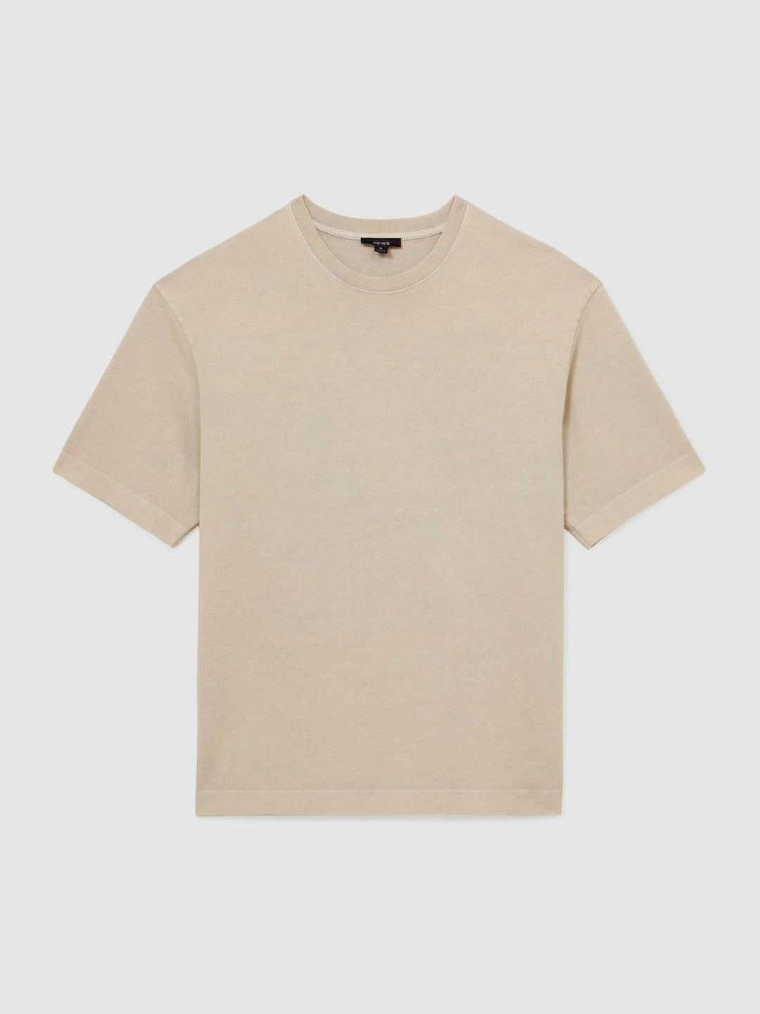 Reiss Deal - Cotton Garment-Dyed Oversize T-Shirt in Oatmeal