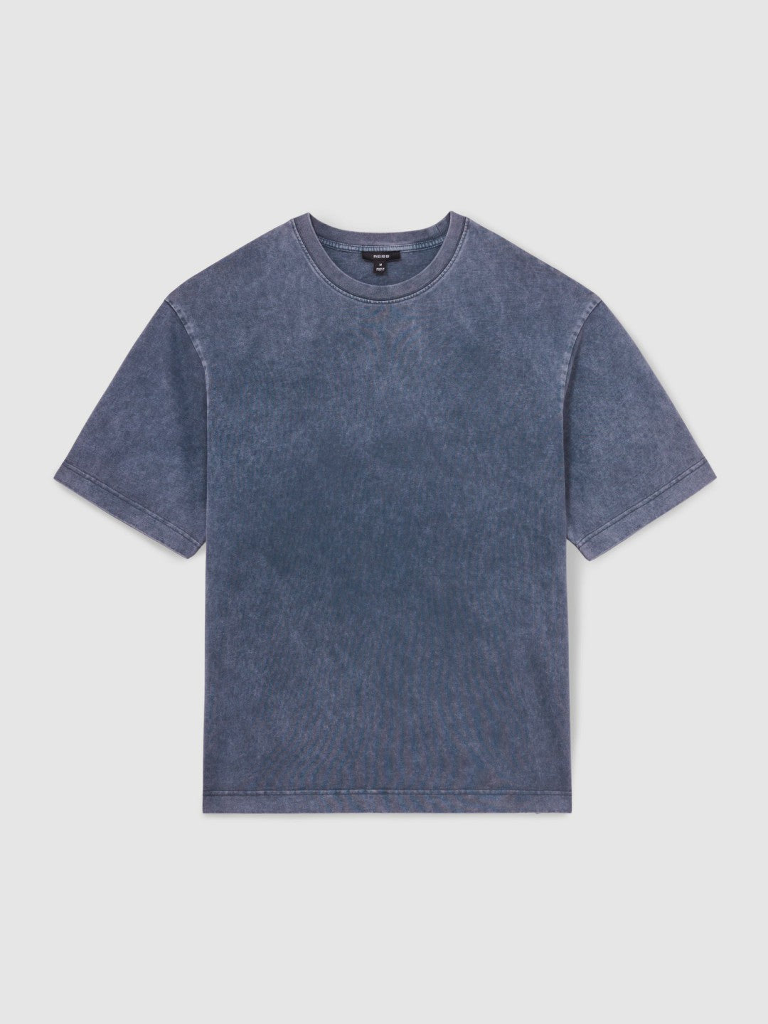 Reiss Deal - Cotton Garment-Dyed Oversize T-Shirt in Indigo Blue