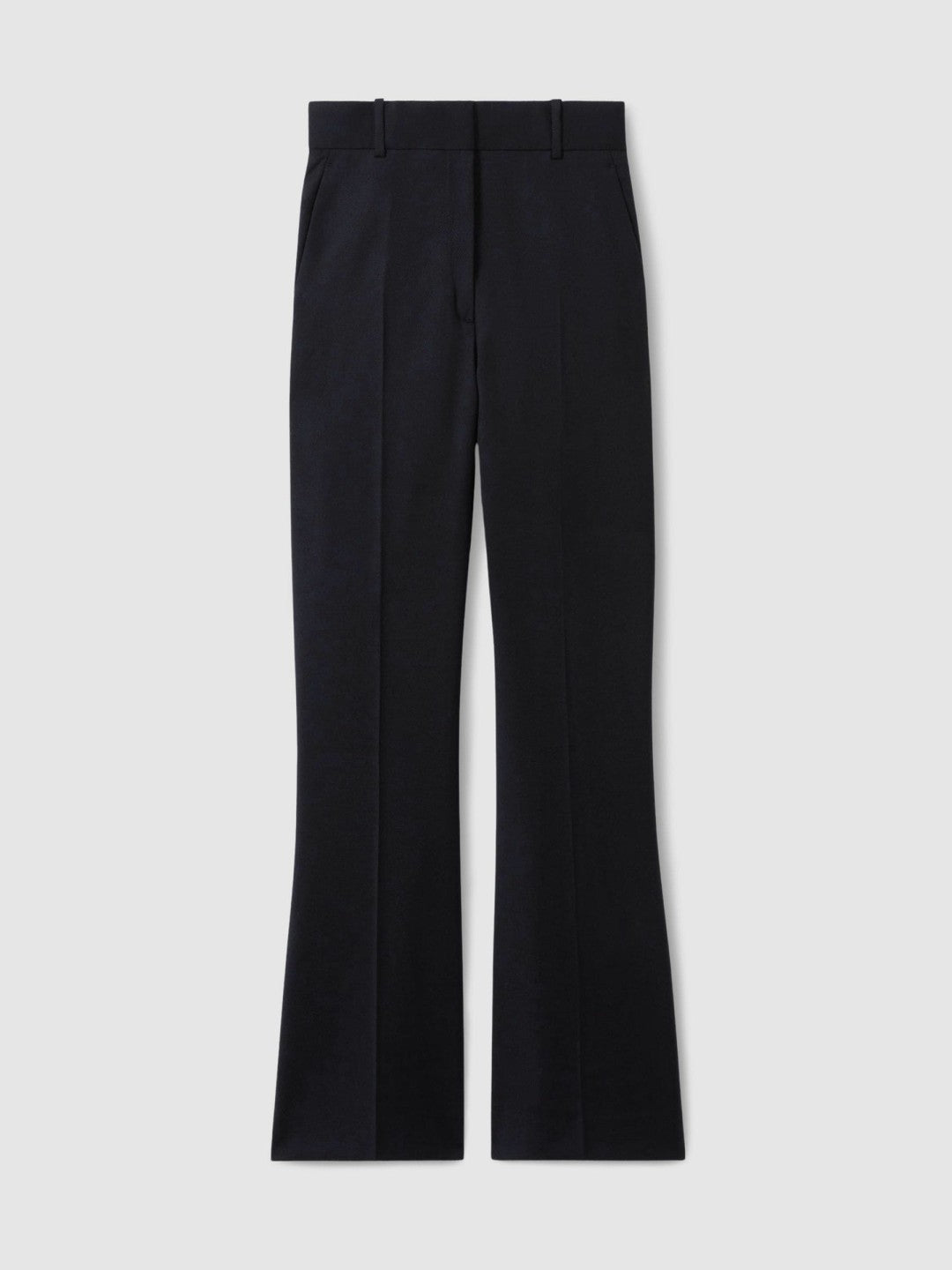Reiss Wool-Blend Wide-Leg Suit Trousers in Navy