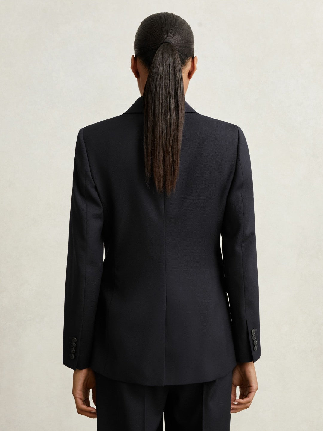 Reiss Offer - Petite Wool Blend Double Breasted Suit Blazer in Navy