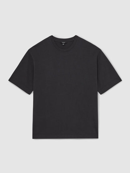 Reiss Cotton Garment-Dyed Oversize T-Shirt in Washed Black