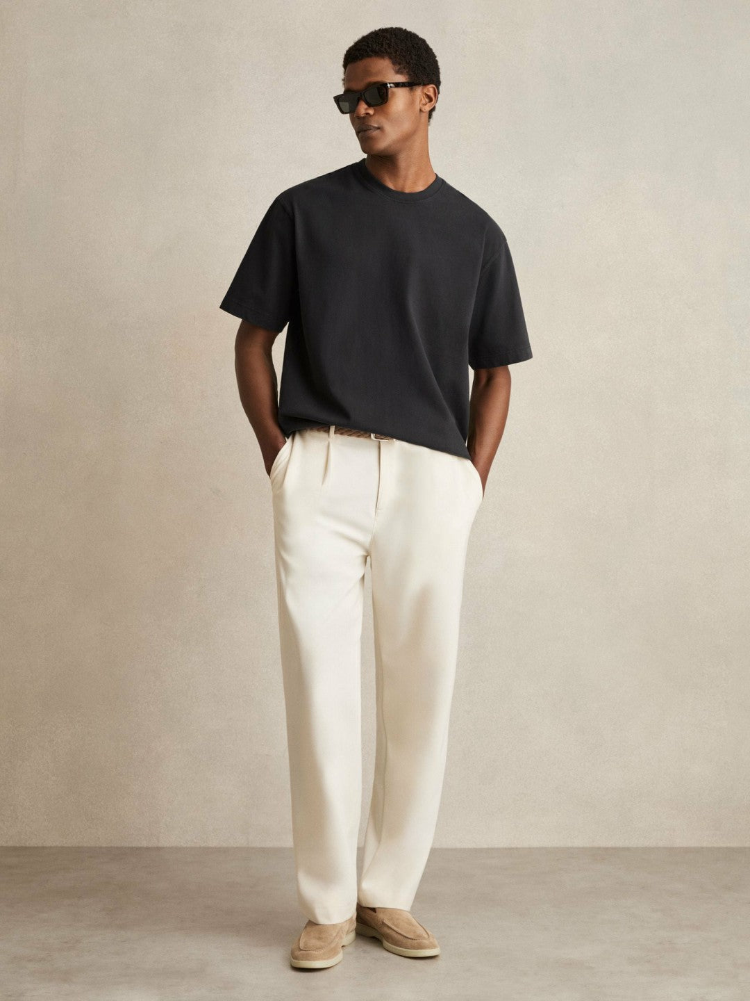 Reiss Cotton Garment-Dyed Oversize T-Shirt in Washed Black