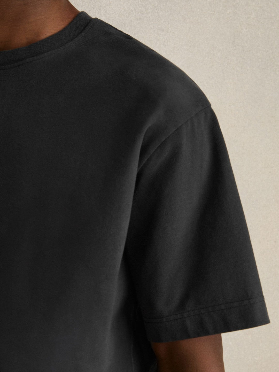 Reiss Cotton Garment-Dyed Oversize T-Shirt in Washed Black