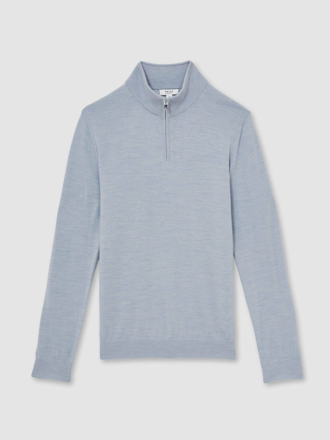 Reiss Affordable - Merino Wool Half-Zip Jumper in Soft Blue