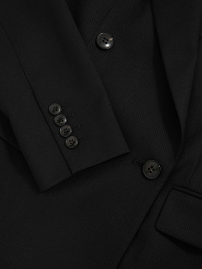 Reiss Petite Wool Blend Double Breasted Suit Blazer in Black