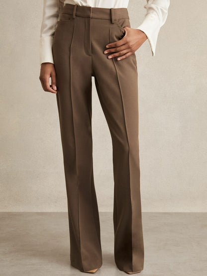 Reiss Flared Suit Trousers in Mink Neutral