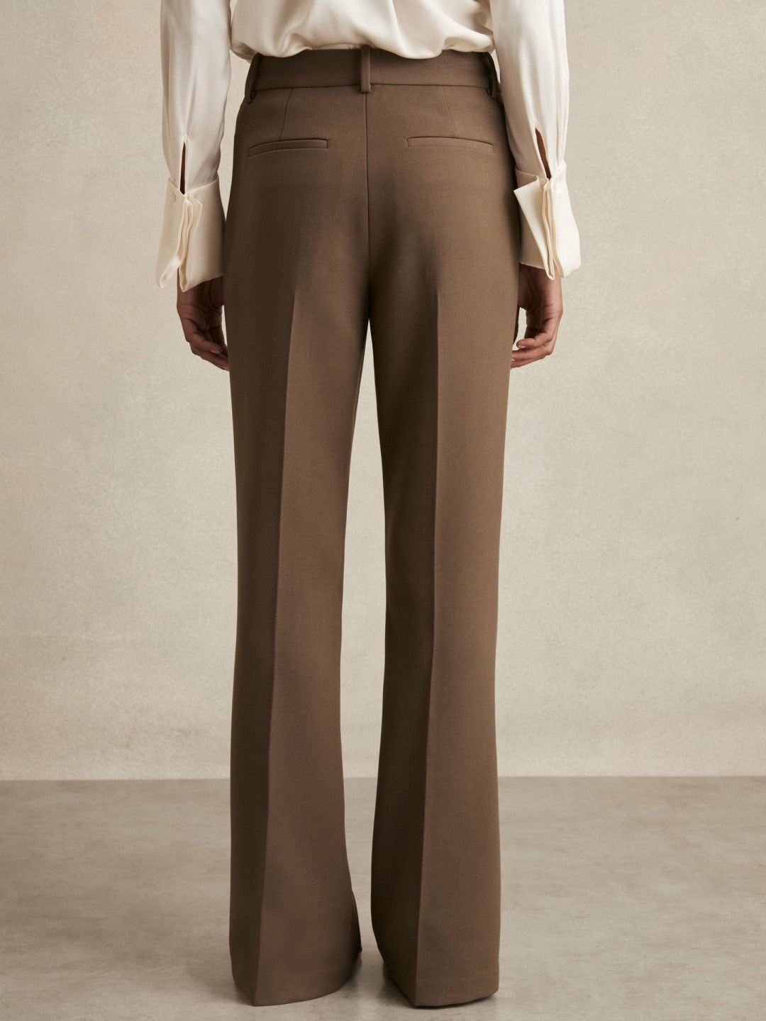 Reiss Flared Suit Trousers in Mink Neutral