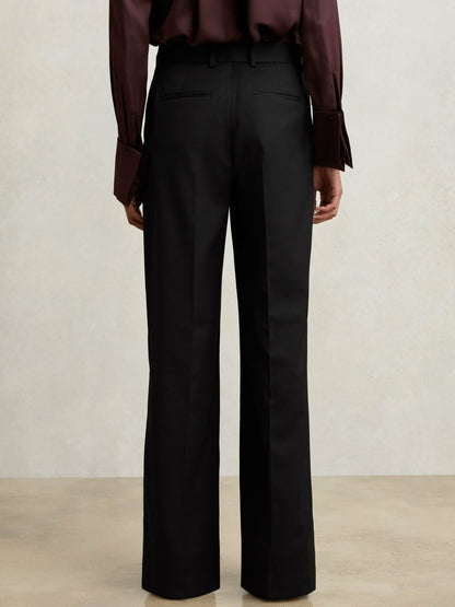 Reiss Popular Choice - Petite Wool-Blend Wide-Leg Suit Trousers in Black