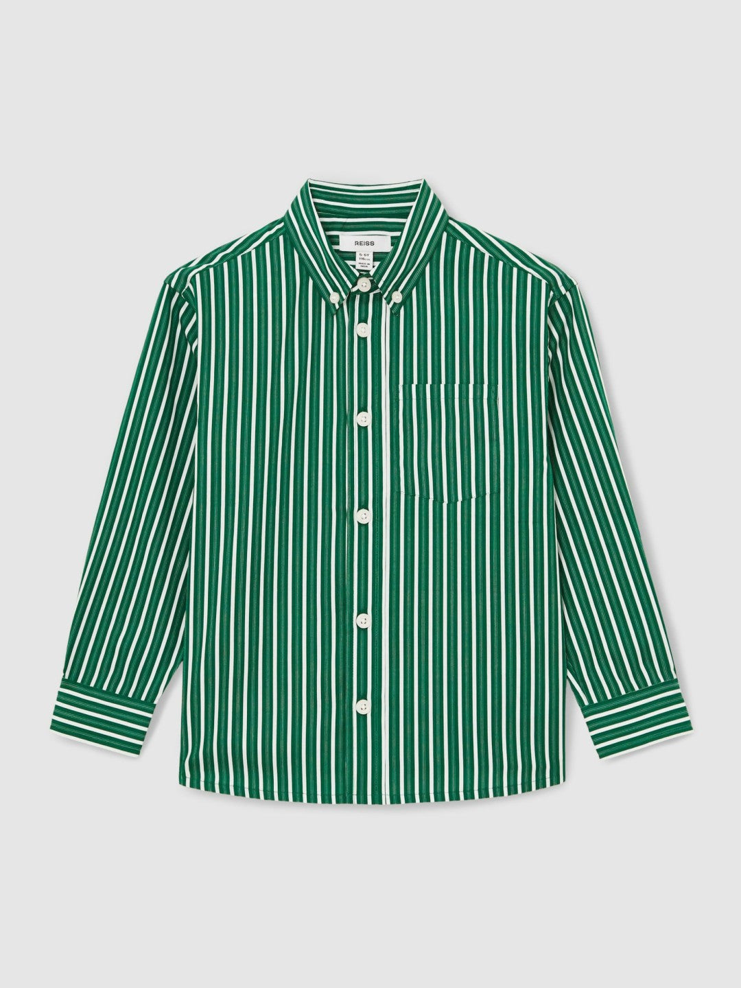 Reiss Sale - 9-13 yrs Cotton-Poplin Striped Oversize Shirt in Green/White