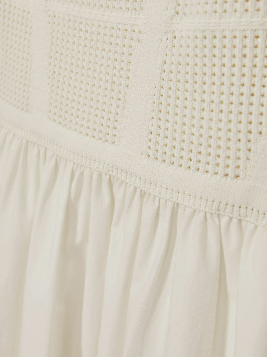 Reiss Affordable - Perforated-Knit Cotton-Skirt Midi Dress in Ivory
