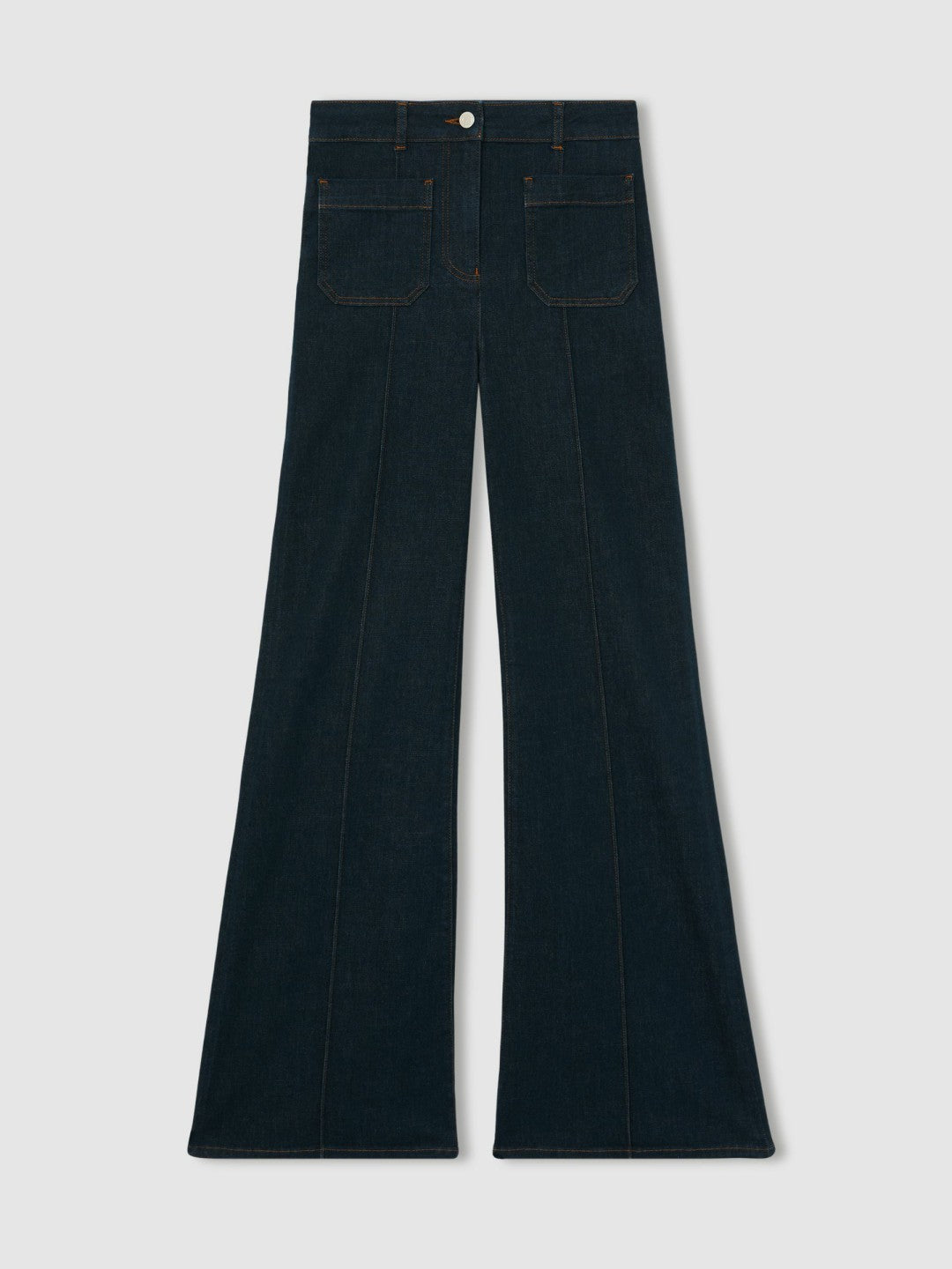 Reiss Featured - Petite Patch-Pocket Flared Jeans in Dark Blue