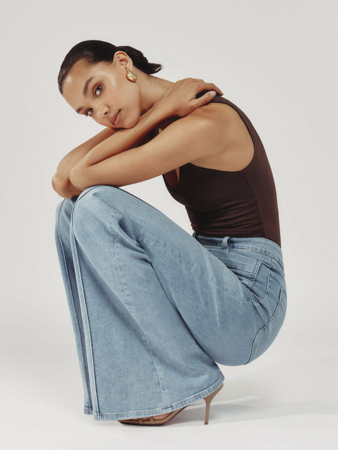 Reiss Savings - Petite Patch-Pocket Flared Jeans in Light Blue