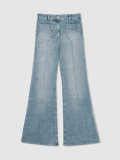 Reiss Savings - Petite Patch-Pocket Flared Jeans in Light Blue