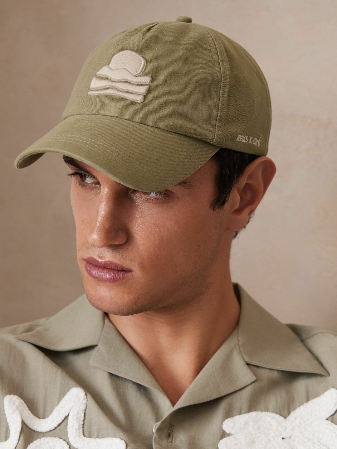 Reiss Sale - Sunset-Embroidered Cap in Washed Sage