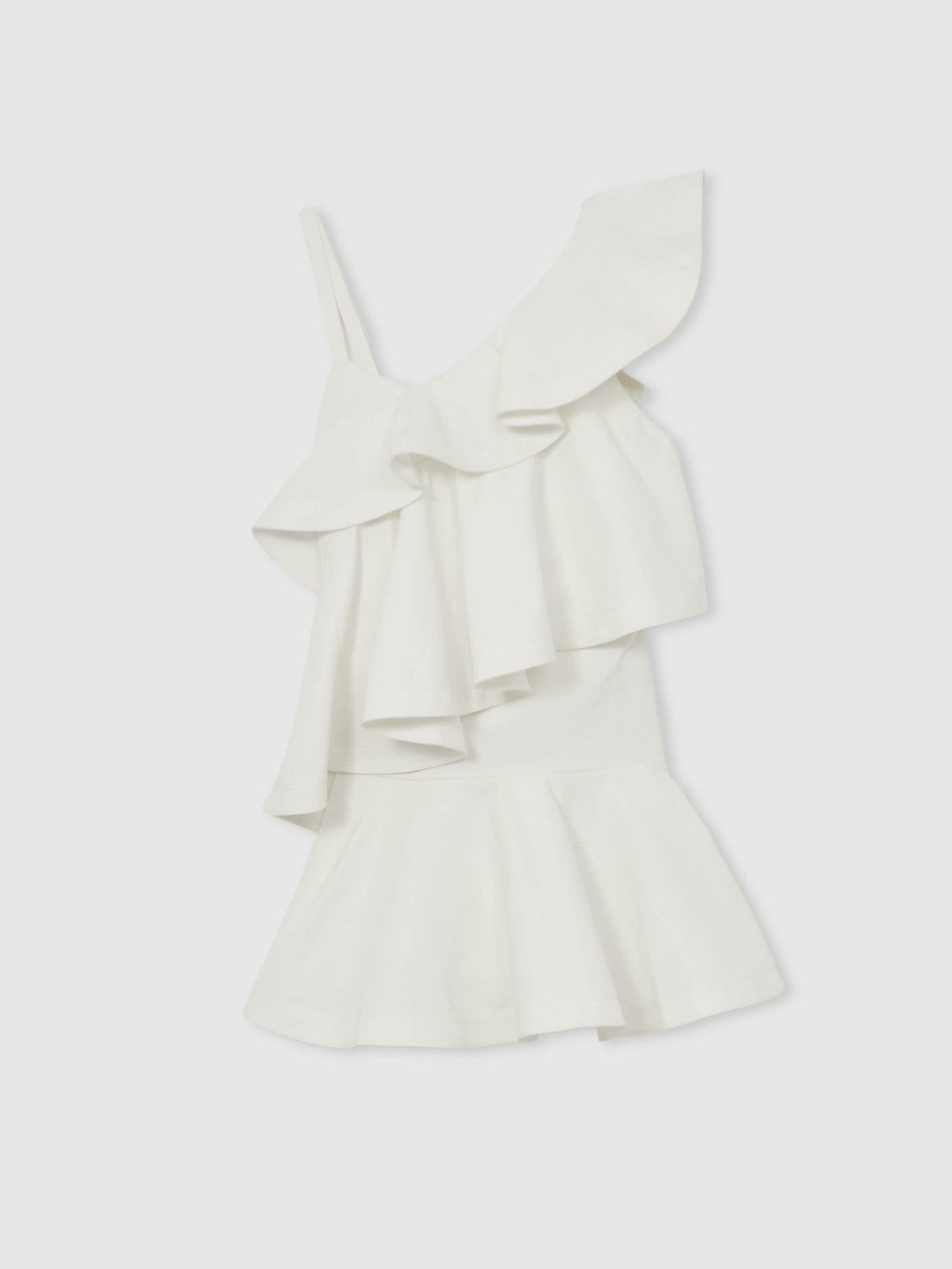 Reiss Cotton Tiered Ruffle Mini Dress in Ivory