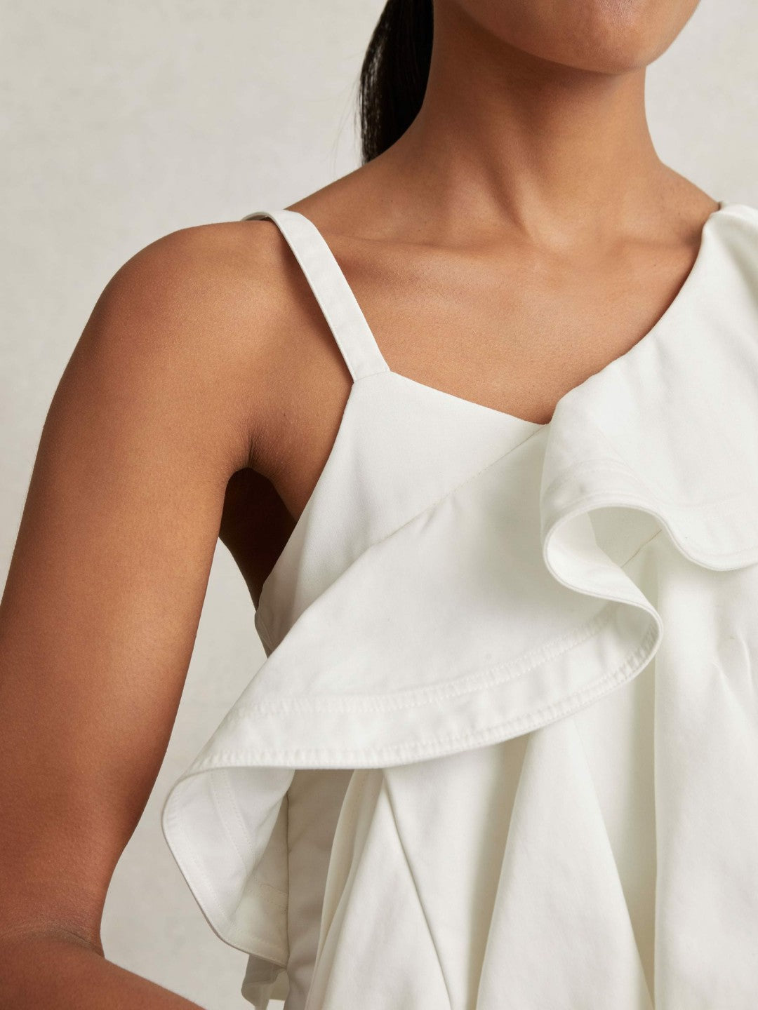 Reiss Cotton Tiered Ruffle Mini Dress in Ivory