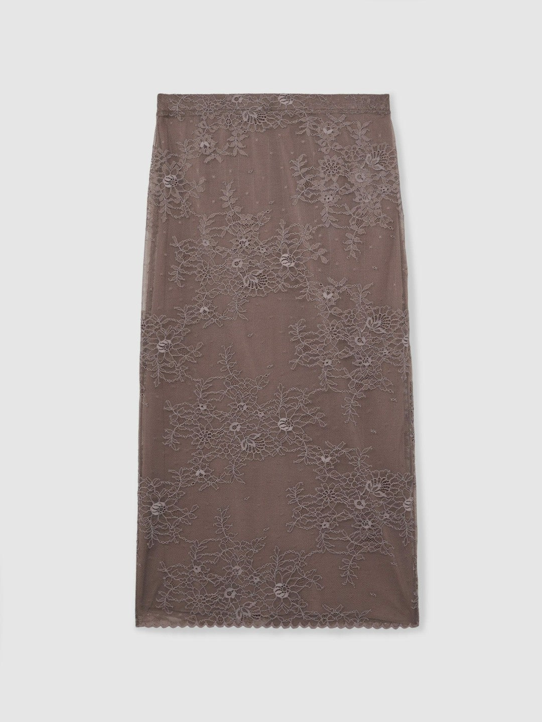 Reiss Deal - Lace Pencil Skirt in Taupe Brown