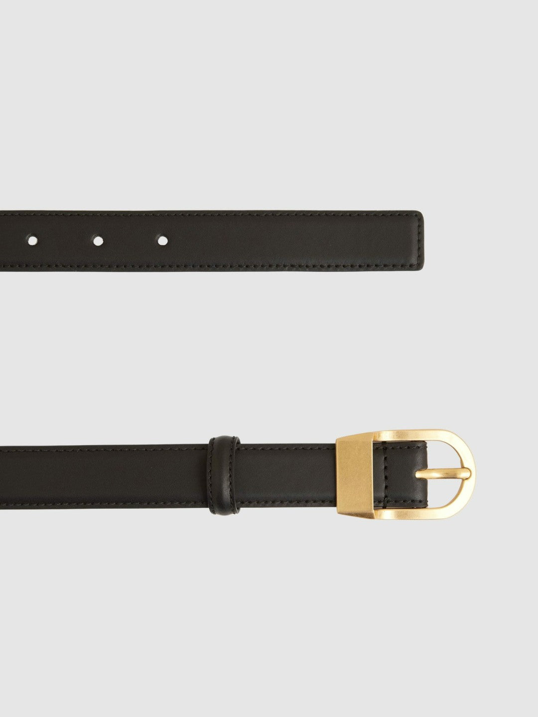 Reiss Popular Choice - Leather Curved-Buckle Belt in Black