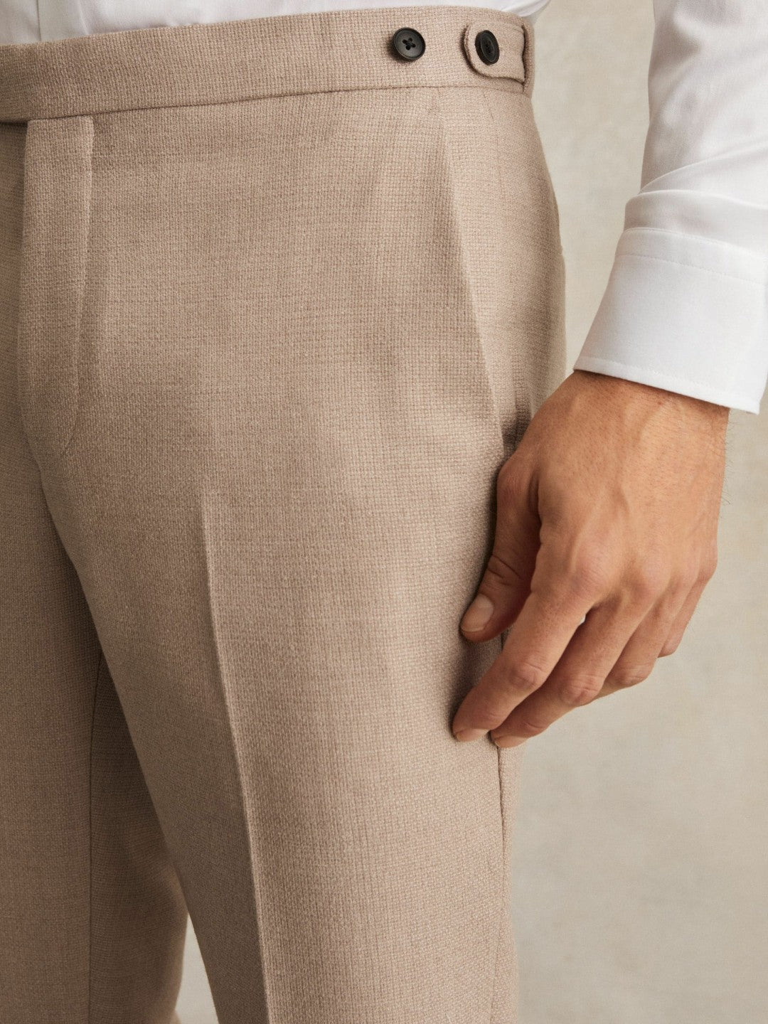 Reiss Featured - Wool-Blend Slim-Fit Suit Trousers in Oatmeal Brown