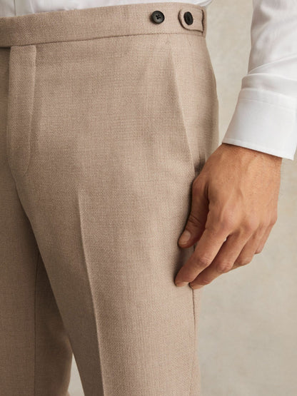 Reiss Featured - Wool-Blend Slim-Fit Suit Trousers in Oatmeal Brown