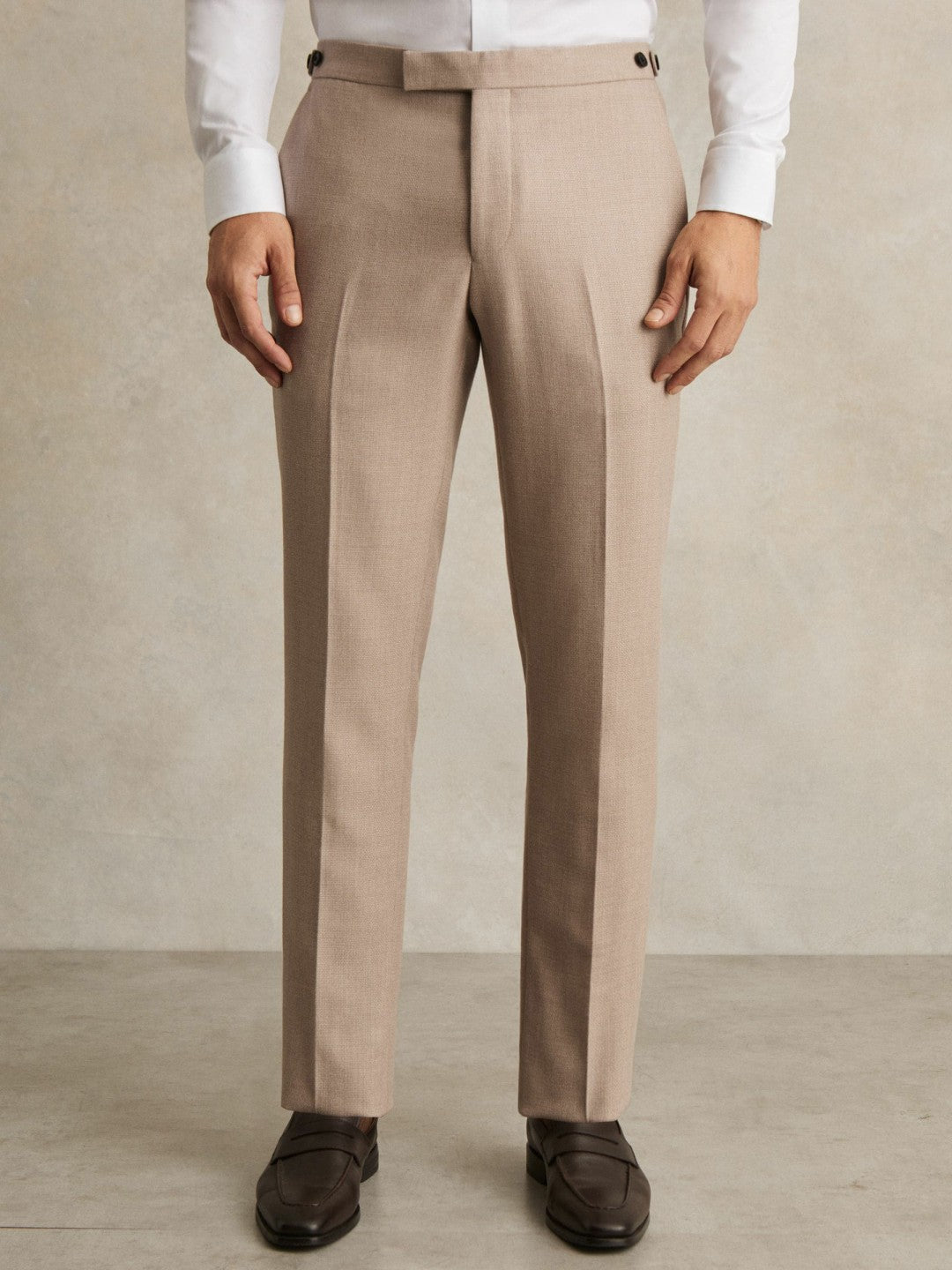 Reiss Featured - Wool-Blend Slim-Fit Suit Trousers in Oatmeal Brown