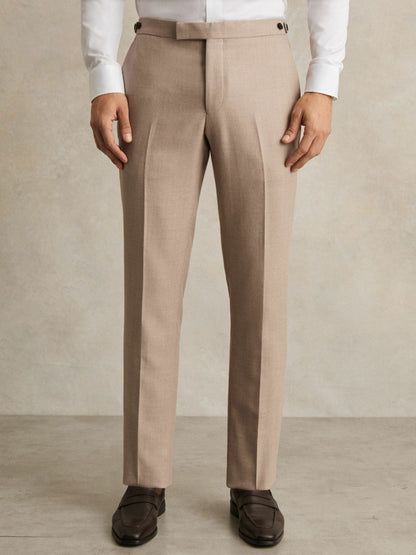 Reiss Featured - Wool-Blend Slim-Fit Suit Trousers in Oatmeal Brown