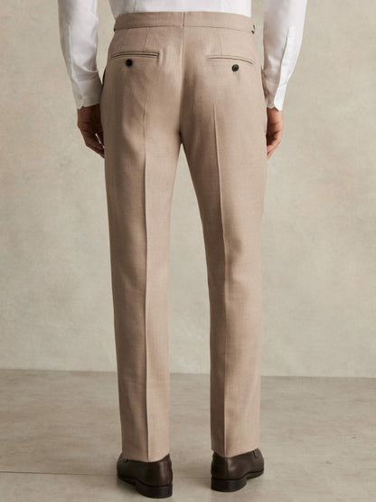 Reiss Featured - Wool-Blend Slim-Fit Suit Trousers in Oatmeal Brown