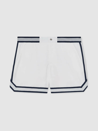 Reiss Affordable - | Ché Stripe-Trim Swim Shorts in White