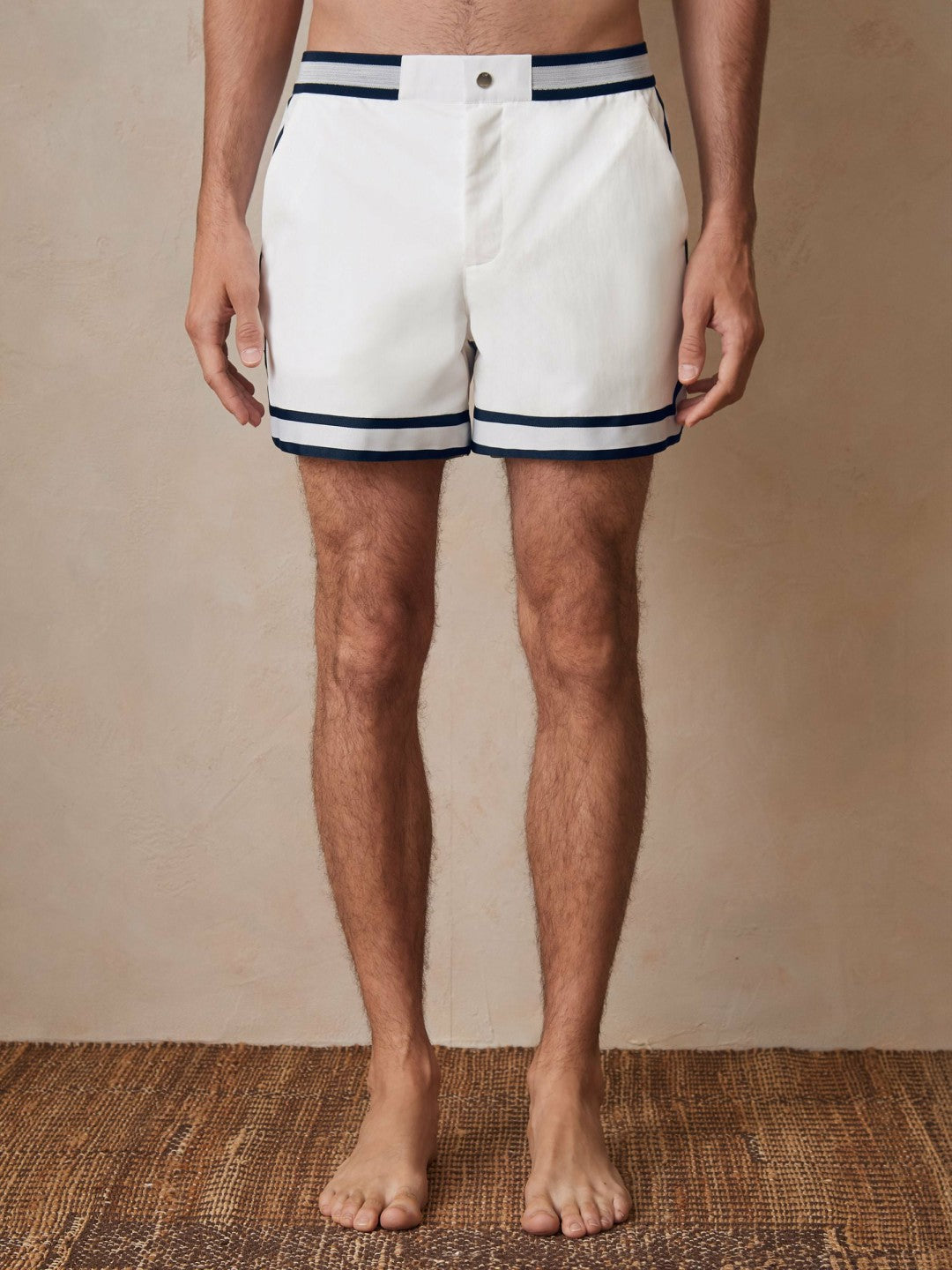 Reiss Affordable - | Ché Stripe-Trim Swim Shorts in White