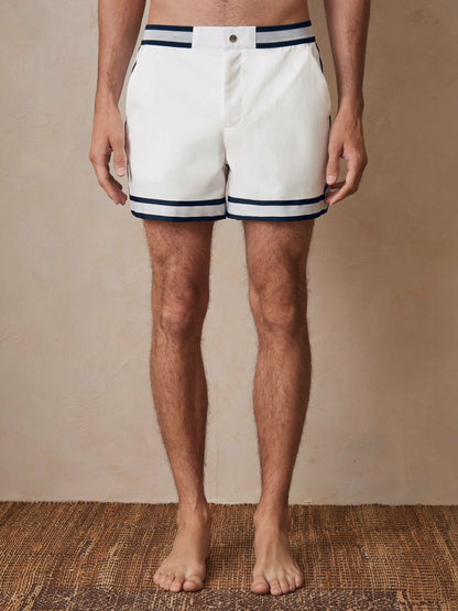 Reiss Affordable - | Ché Stripe-Trim Swim Shorts in White
