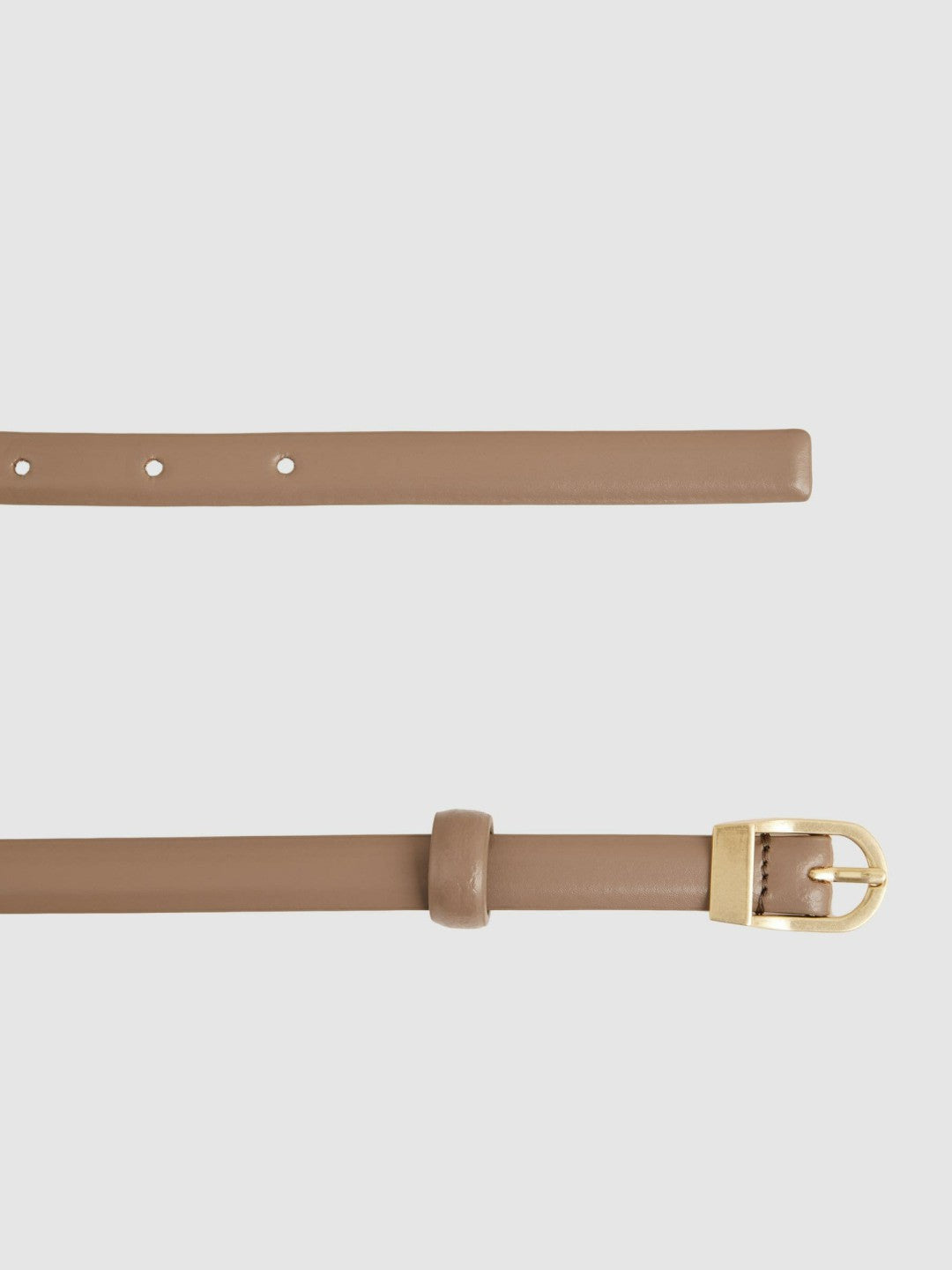 Reiss Deal - Leather Curved-Buckle Skinny Belt in Taupe