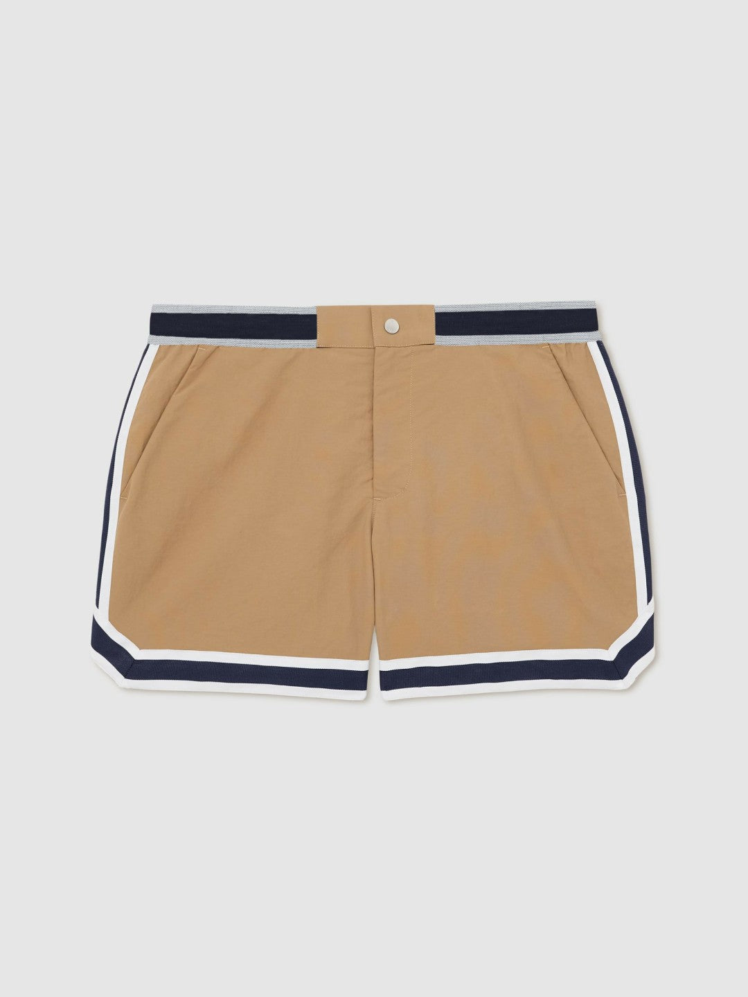 Reiss Deal - | Ché Stripe-Trim Swim Shorts in Camel