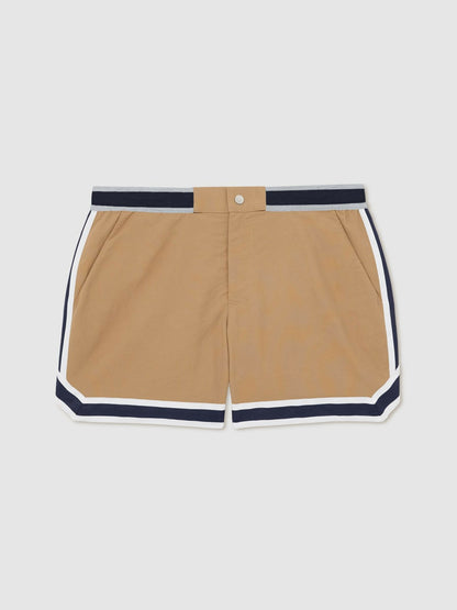 Reiss Deal - | Ché Stripe-Trim Swim Shorts in Camel