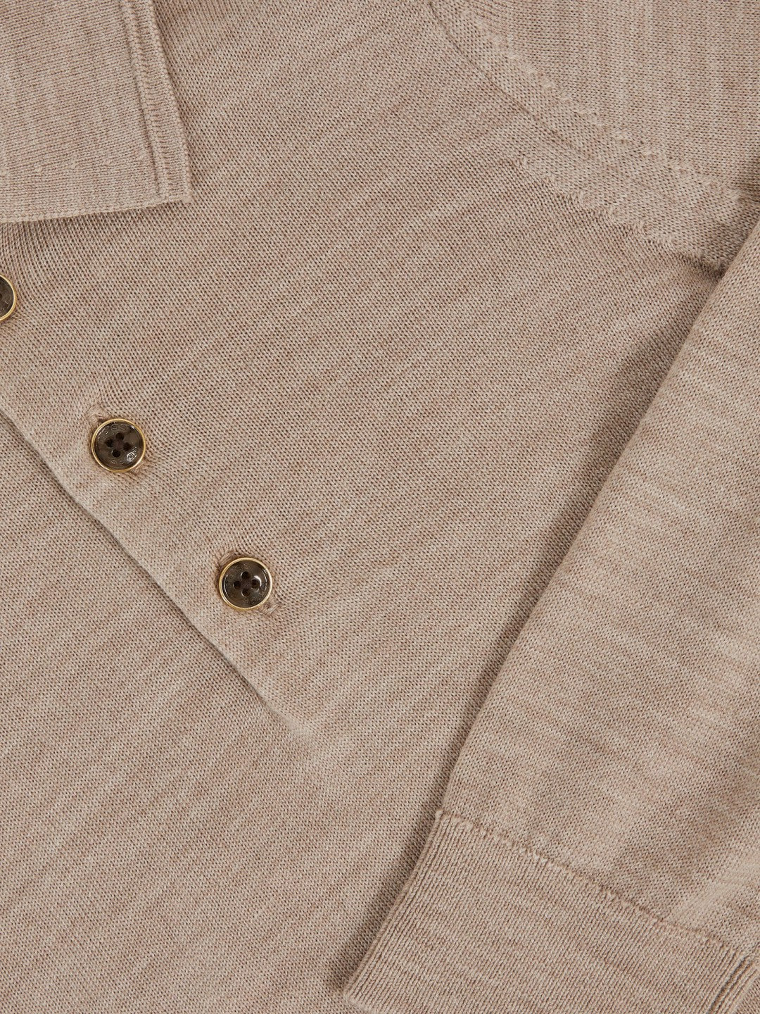 Reiss 4-9 yrs Merino Wool Long-Sleeve Polo Shirt in Wheat Melange